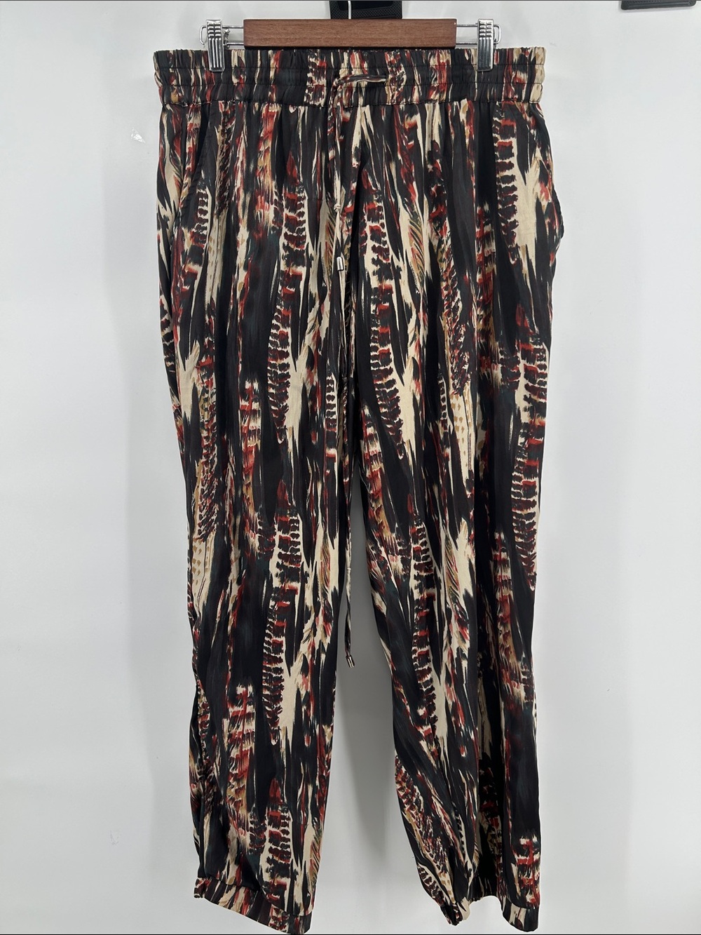 Wide Leg Printed Pull-On Pants - Black & Cream
